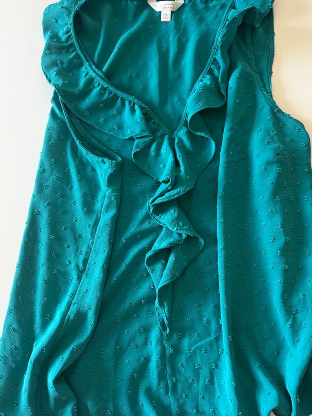 LC Lauren Conrad Teal Ruffle V-Neck Camisole